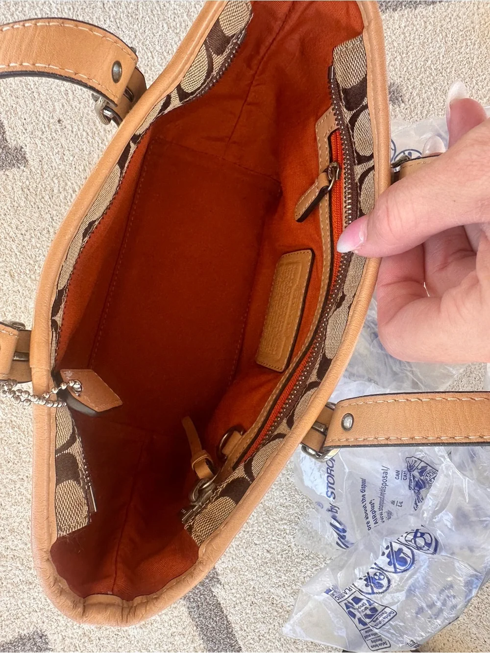 Coach Brown Signature Canvas Shoulder Bag with Tan Trim 2002 Hampton Coach tote